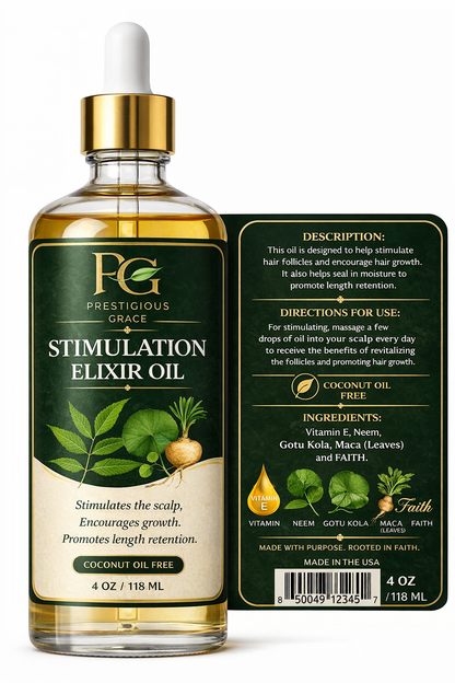 Prestigious Grace Stimulation Elixir Oil – Hair Growth & Scalp Treatment (4oz)